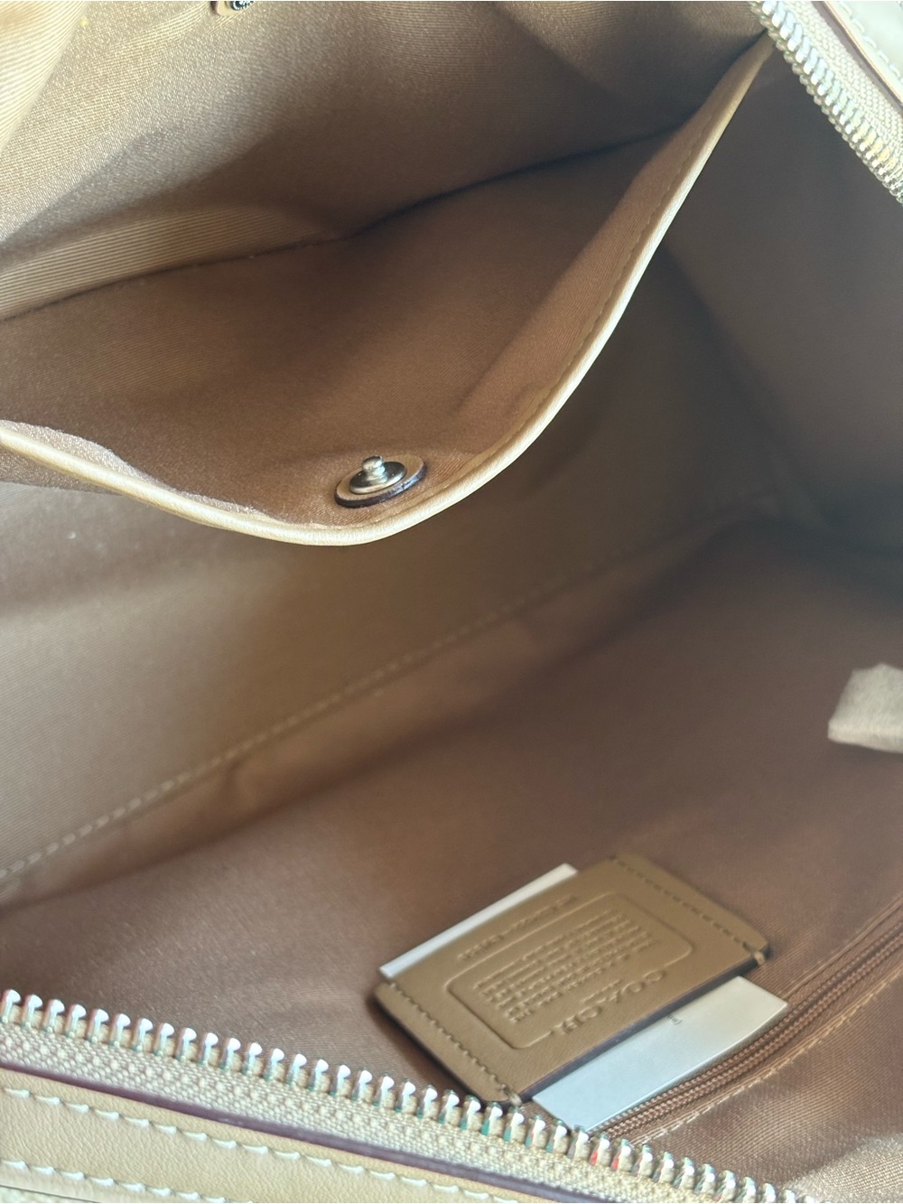 Coach Large Rowan in Sand/Taupe/Silver Canvas - Picture 13 of 13